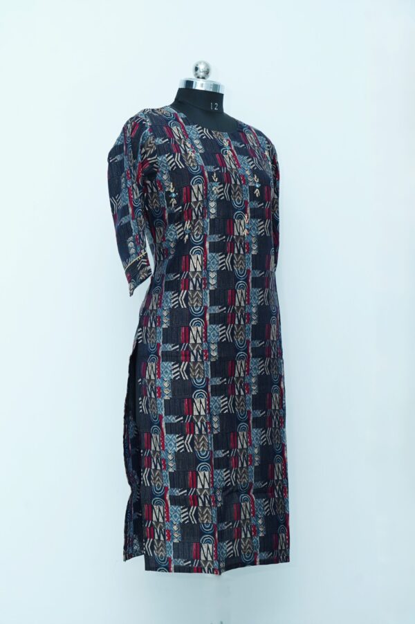 Black colour printed  kurti - Image 2