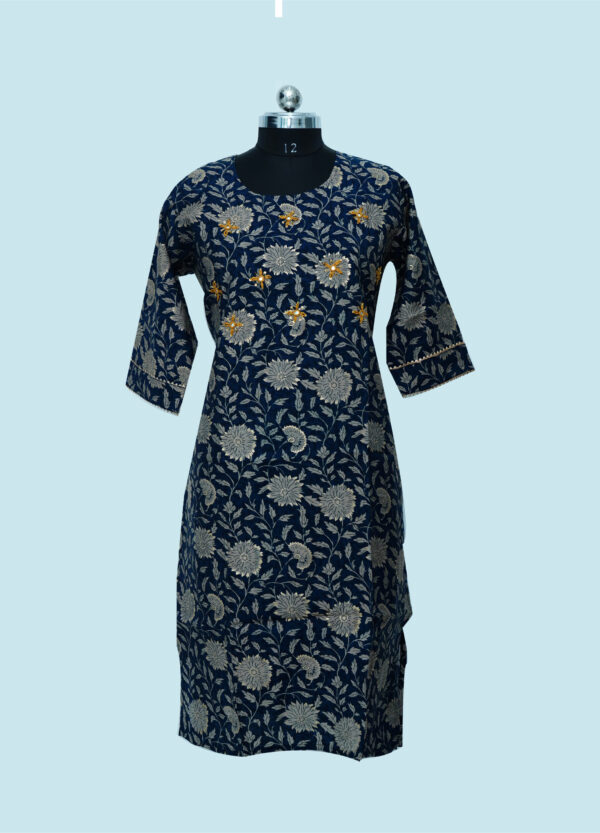 Blue Kurti with Flower print