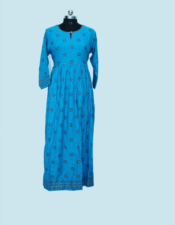 Blue colour Printed Long Frock