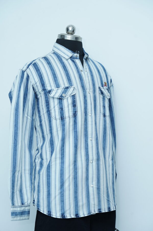 Casual Shirt White with blue lines - Image 2