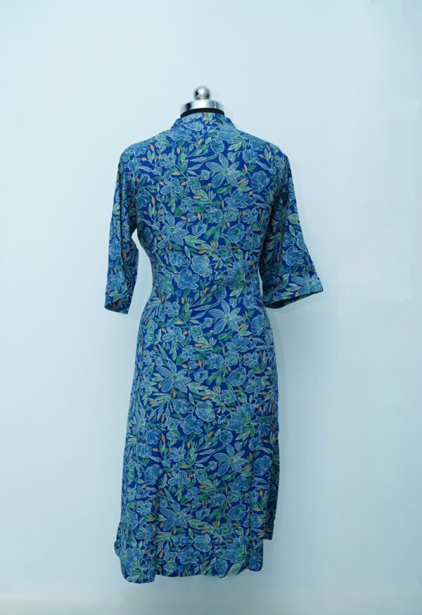 Collar neck Blue colour Kurti with Floral Print - Image 2