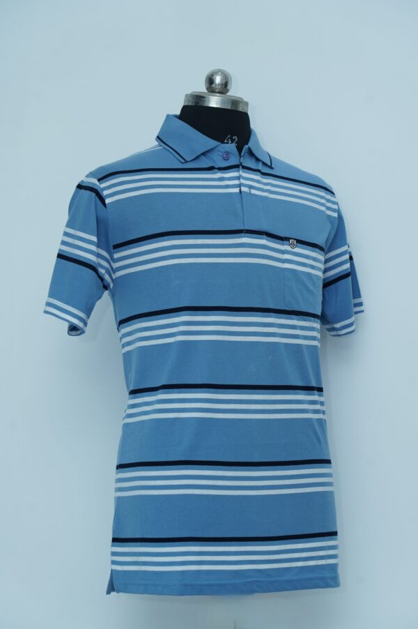 Collar neck T Shirt Blue - Image 2