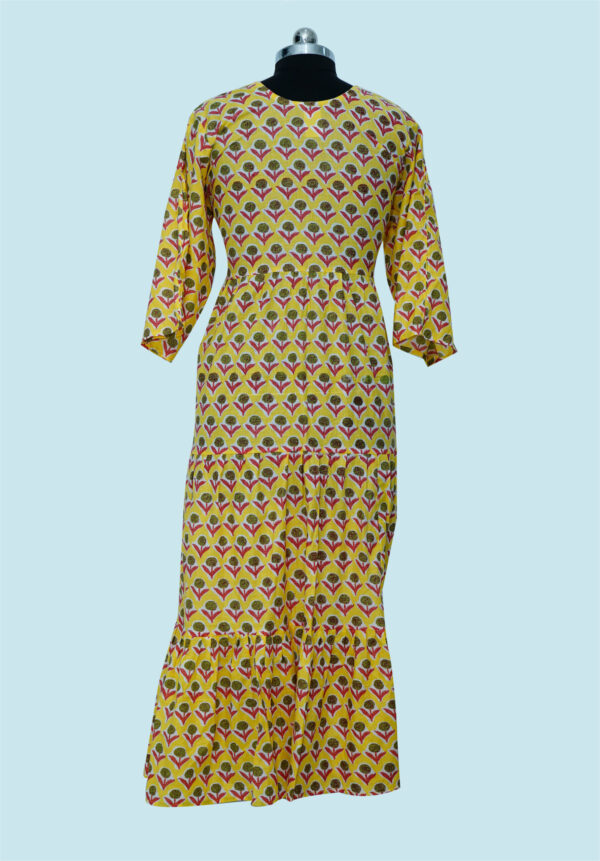 Cotton Long Gown Yellow - Image 2