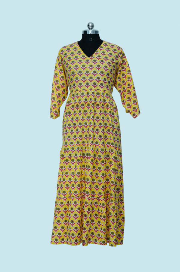 Cotton Long Gown Yellow