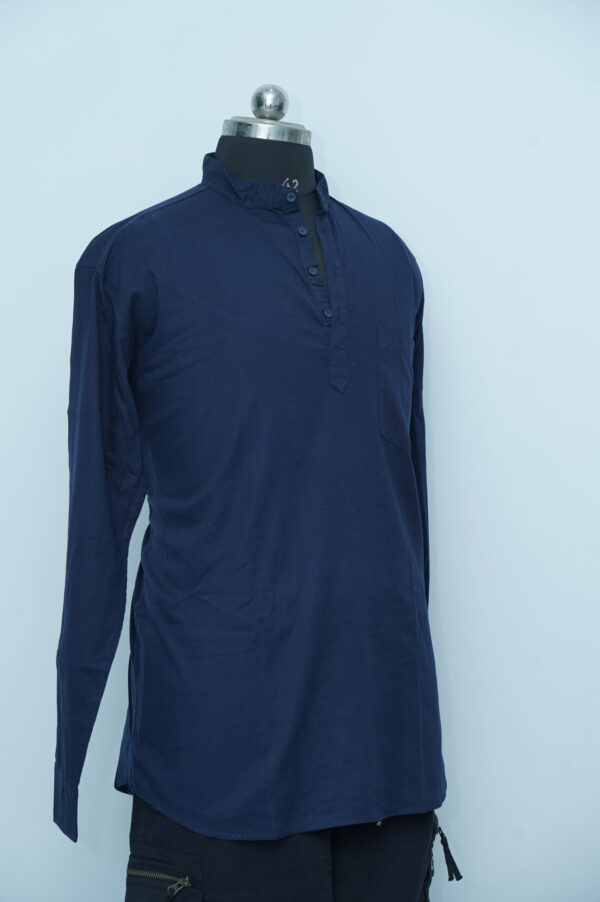 Kurta collar Neck Shirt Blue - Image 2