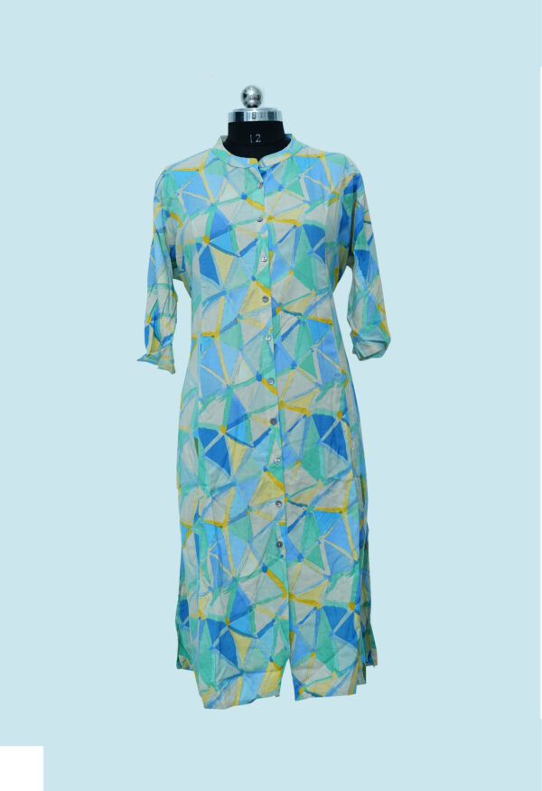 Kurti with collar Neck Blue