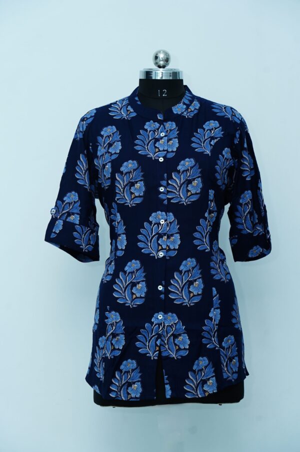 Navy Blue  colourTunic with Flower&Leaf design