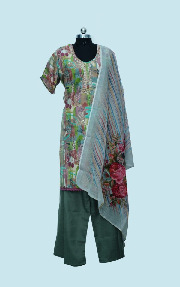 Simple Zardozi work Multi colour Party wear Kurti With Bottom & Dupatta