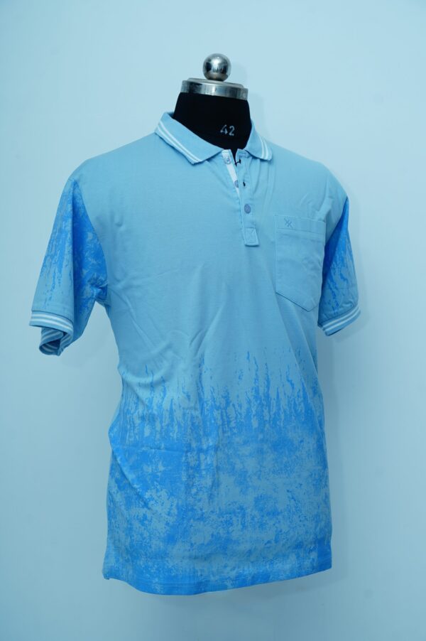 X MEX Collar Neck T Shirt Blue - Image 2