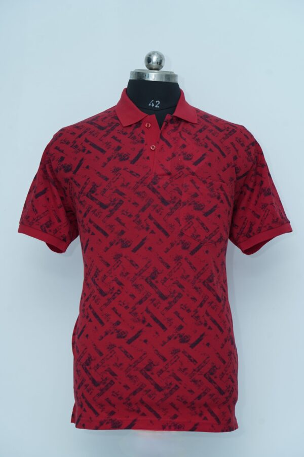 X MEX Collar Neck T Shirt Red