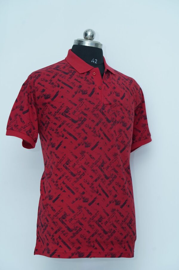 X MEX Collar Neck T Shirt Red - Image 2