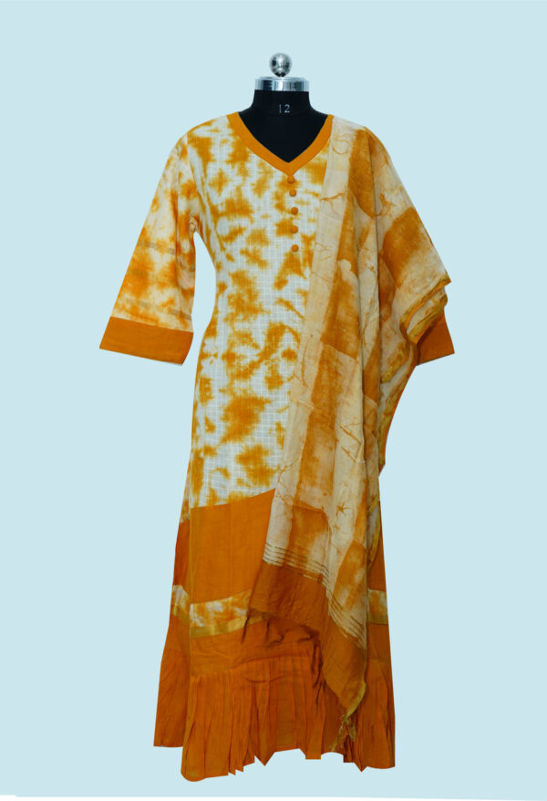 Yellow colour Long Dress with Dupatta